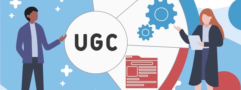 UGC - User-generated Content acronym. business concept background.
