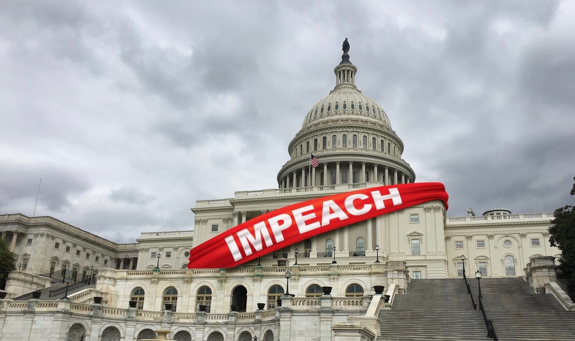 Impeach and impeachment concept as United States congress votes on legislation for impeaching a president.