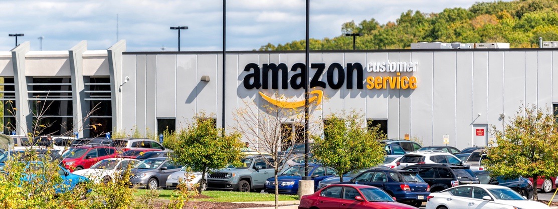 Amazon Customer Service center sign on exterior building