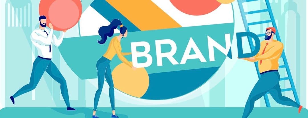 Man Woman Developer and Marketer Working on Trademark, Company Logo. Branding and Reputation Management.