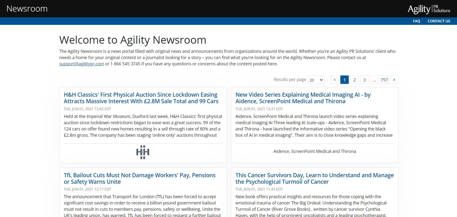 Agility newsroom screenshot