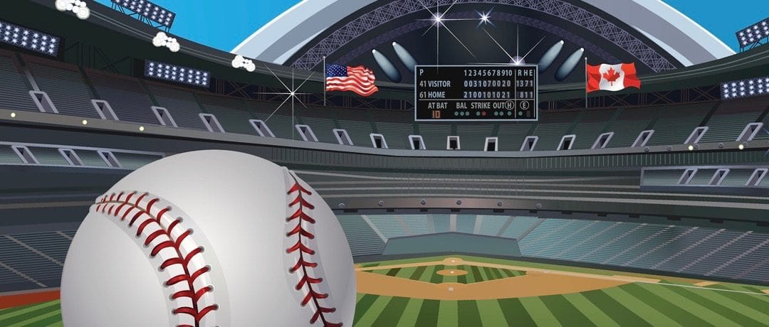 Baseball ball in a Glove on the Field and Helmet
