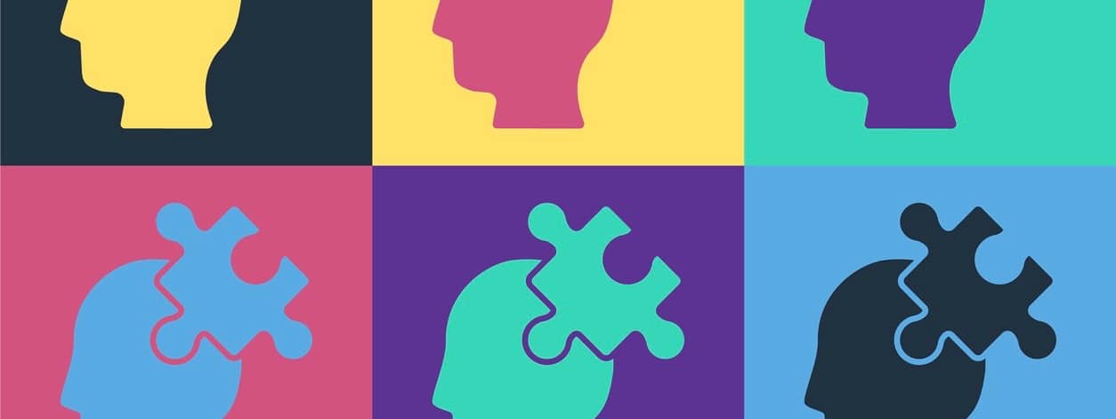 Pop art Solution to the problem in psychology icon isolated on color background.