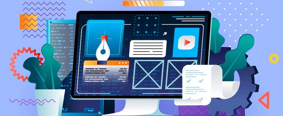 Web development flat concept with gradients.