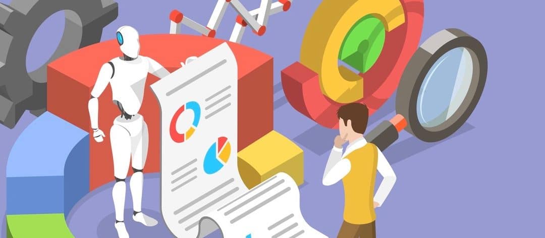 Conceptual Illustration of Automated Seo Report, Digital Marketing Automation Tools.