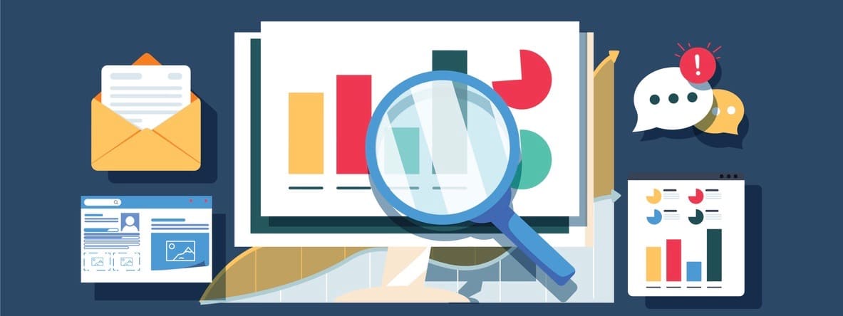 Diagram analysis with many colorful charts.