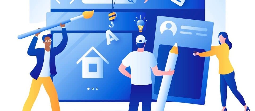 Group of people create a website.