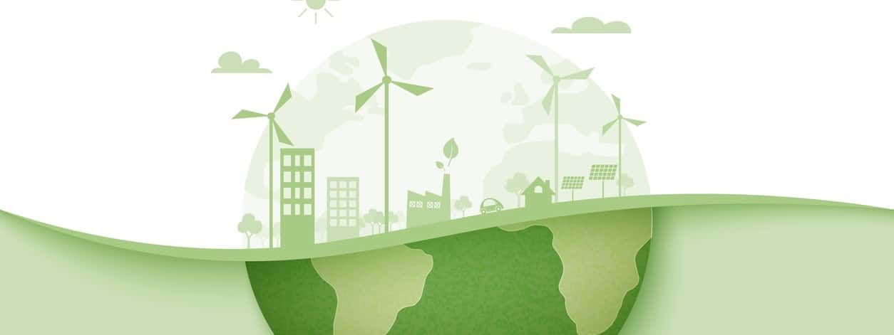 Green energy and eco city background.