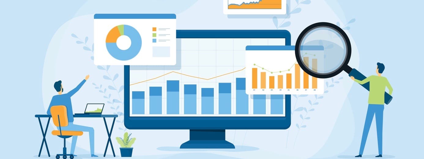 Data analysis for business finance investment concept with business people team working on monitor graph dashboard