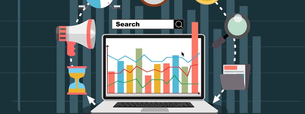 Flat illustration web analytics design , SEO optimization.