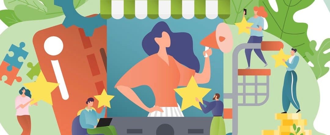 Reviewer giving star. Consumer reviewing and client satisfaction concept.
