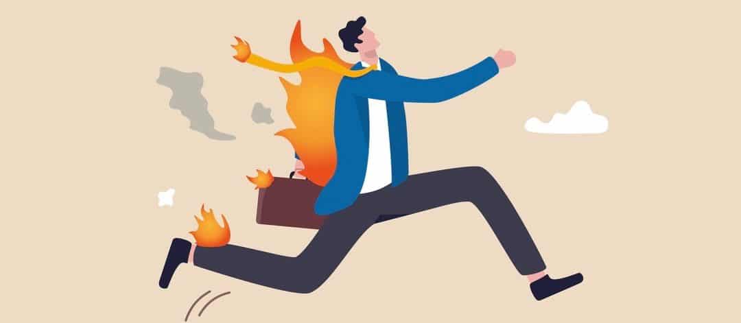 businessman running on fire