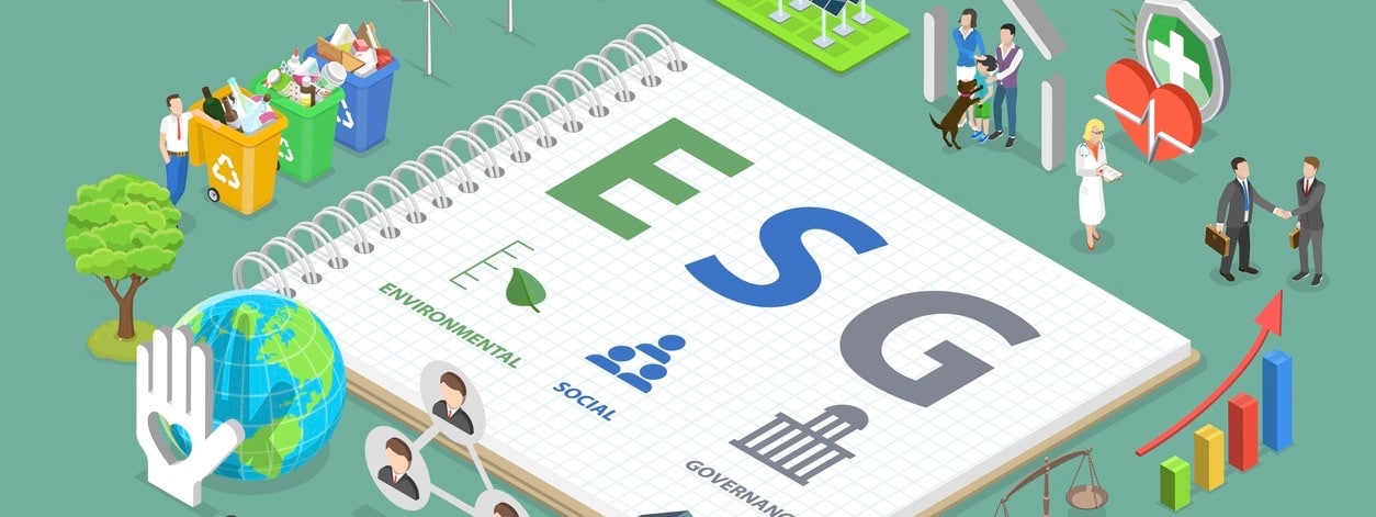 Conceptual Illustration of ESG Environmental Social Governance, Sustainable and Ethical Business