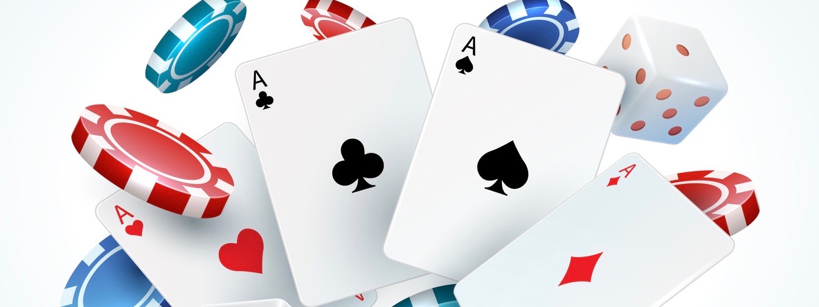 Playing cards chips dice. Casino poker gambling .