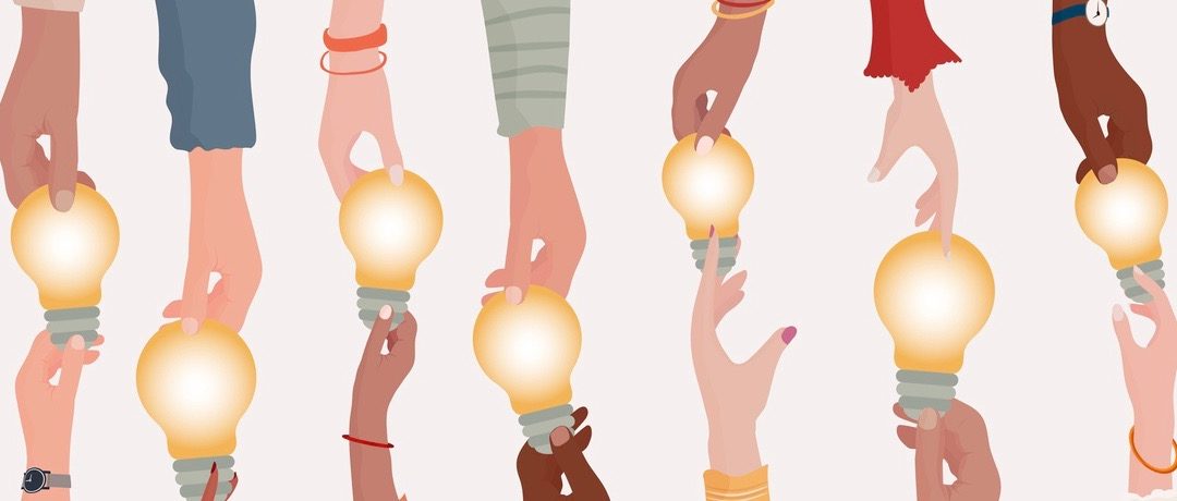 Concept of people or colleagues sharing and proposing new innovative ideas.