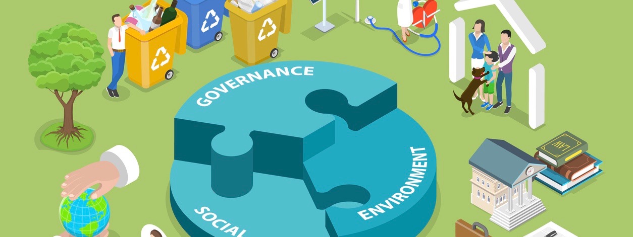 Conceptual Illustration of ESG - Environmental, Social and Governance,