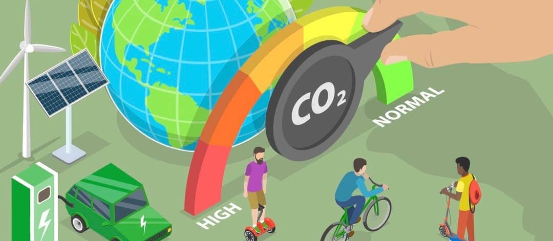 Conceptual Illustration of Reducing Carbon Emissions, Carbon Dioxide Emissions Decrease