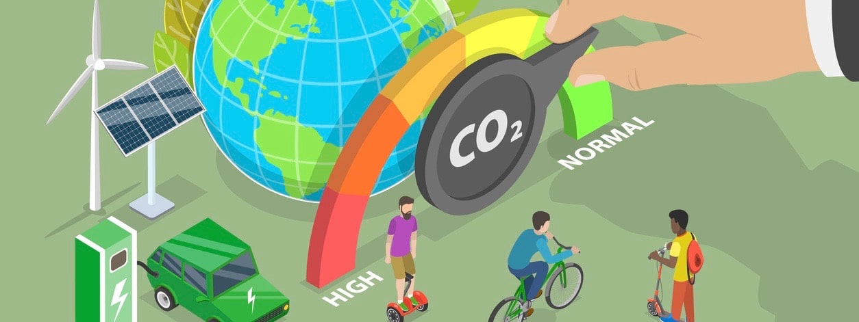 Conceptual Illustration of Reducing Carbon Emissions, Carbon Dioxide Emissions Decrease