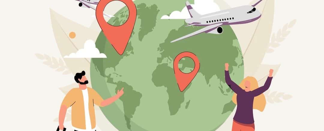 Sustainable tourism with ecological responsible travel tiny person concept.