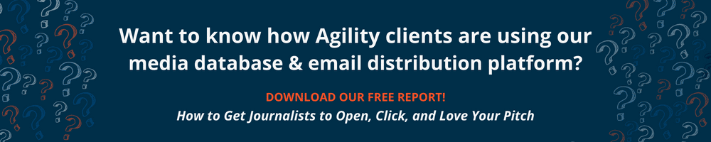 Image with text encouraging readers to check out free guide on how Agility clients are using the media database and email distribution tool