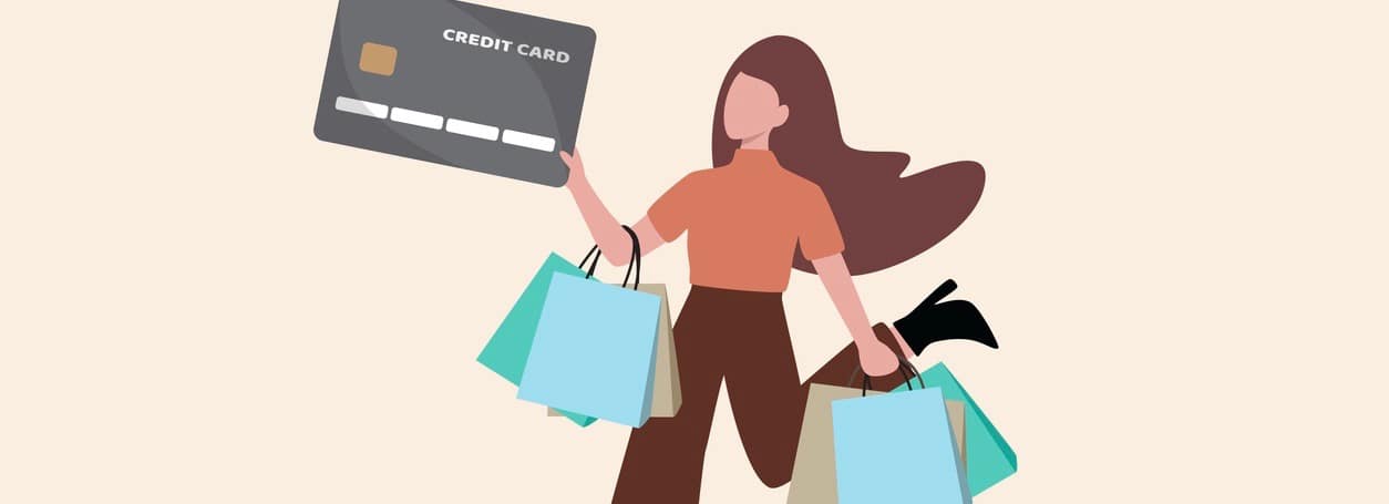Consumerism, overspending or shopaholic causing credit card debt and poverty.