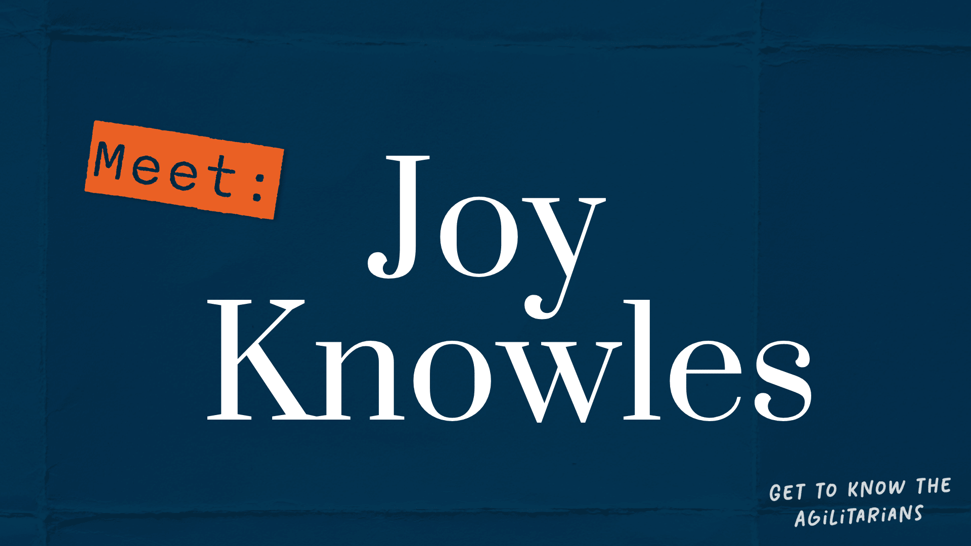 Get to know the Agilitarians: Meet Joy Knowles