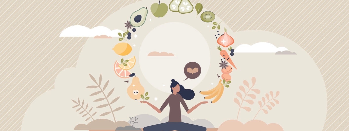 Mindful eating and daily diet with harmony and balance