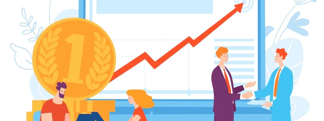 Vector concept illustration with business people planning money business business people planning business ideas and taking conversation.