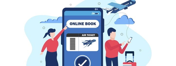 Concept illustration template of Book your flight. Modern flat design concept for web page design