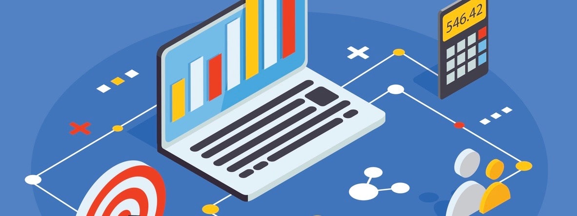 Data driven marketing concept in isometric design. Business grow Data driven marketing concept in isometric design.