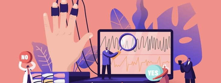 Tiny Characters at Huge Computer Show Physiological Measures of Person Undergoing Lie Detector,