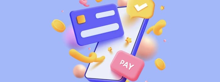 Pay button on smartphone transaction with credit card.