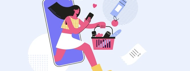 young woman shop online using smartphone.