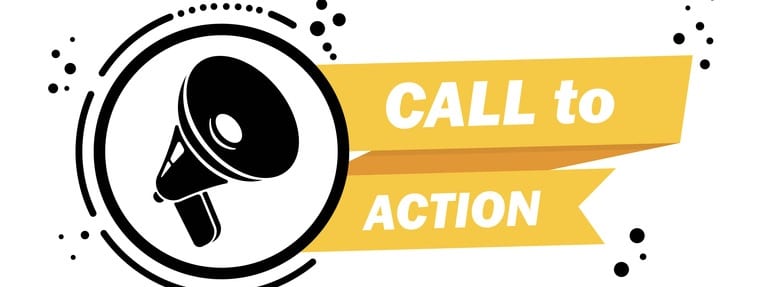 Megaphone with Call to action speech bubble banner.