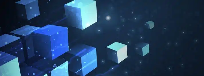 The small blue cubes come together to form the big cubic data block.