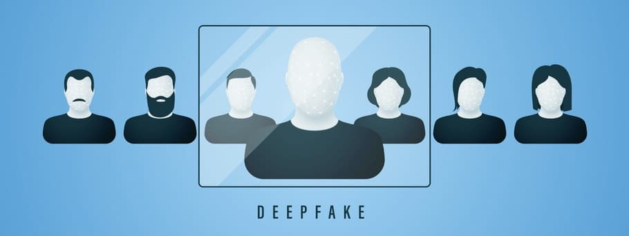 Deepfake concept. Face change using artificial neural networks.
