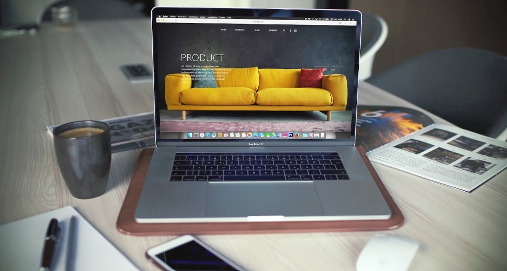 MacBook with a product displayed 