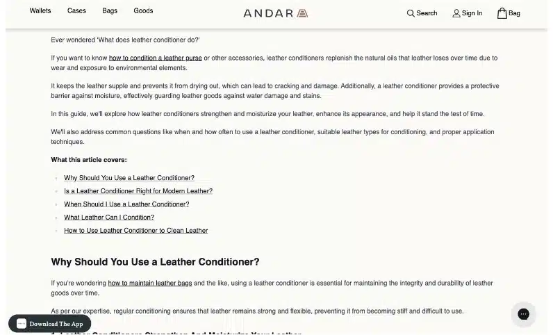 website content
