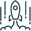 Outreach Efficiency Icon: spaceship taking off
