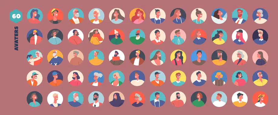Set Of People Avatars, Male And Female Characters With Different Appearance.