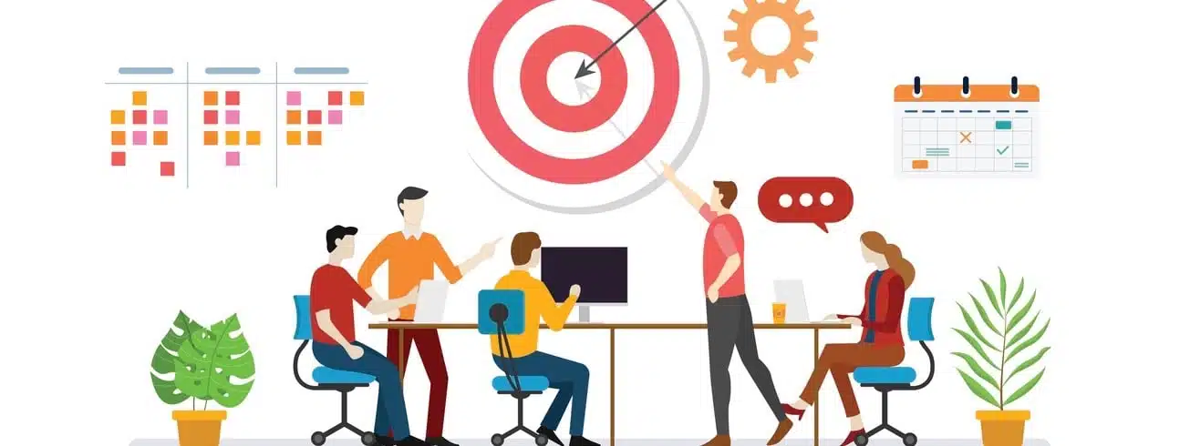 Business Plan Target With Team Discussion To Achieve Target Goals With To Do List Task And Calendar Icon Vector marketing strategy