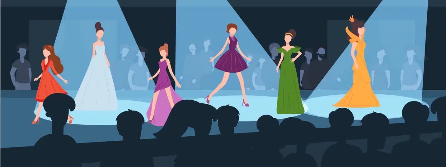 Fashion Week Event With Models And Public Watching Show, Vector Illustration. Fashion Week Event With Models And Public Watching Show.