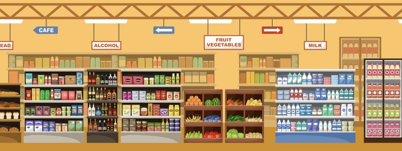 Supermarket Interior With Products
