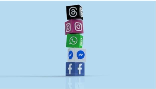 Blocks depicting social media brands stacked on top of each other
