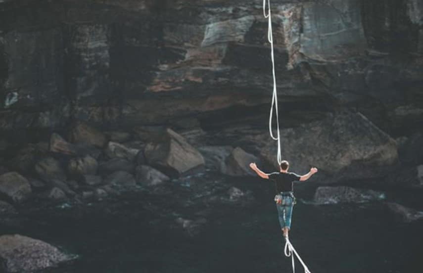 Person balancing on a rope