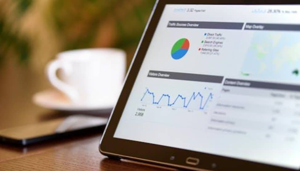 Analytics on the screen on the table