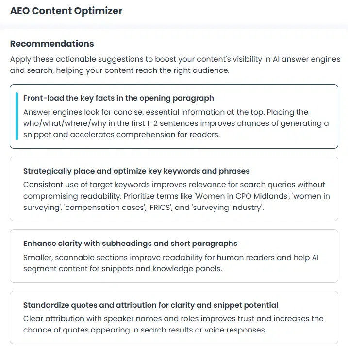Aeo Recommendations